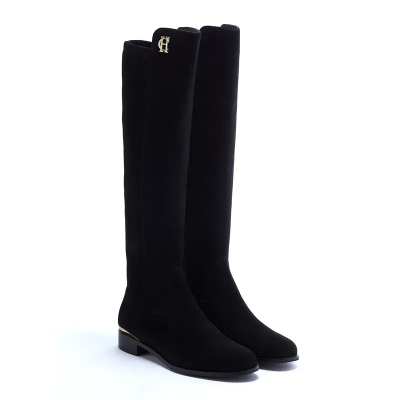 Holland Cooper Albany Knee Boot - Black Suede